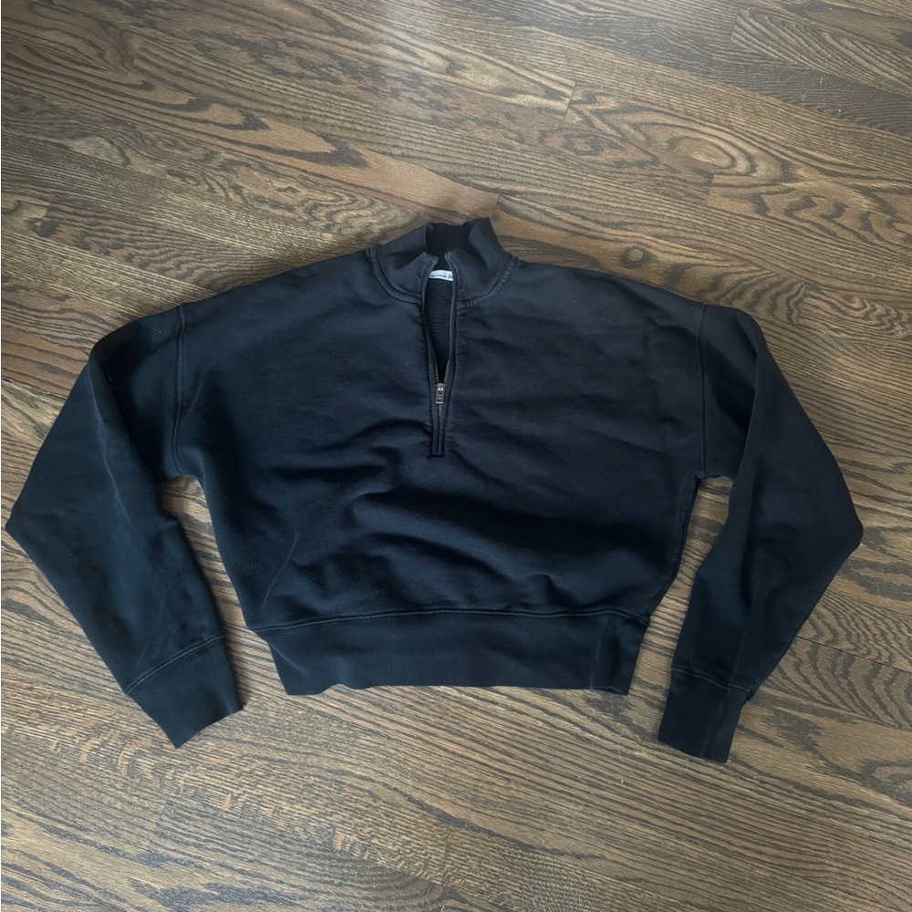 Reformation jeans black quarter zip jumper sweatshirt top size small